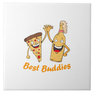 Best Buddies Pizza and Beer Ceramic Tile