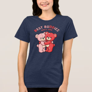 Best Buddies Since 1990 Red Teddy Bears Tri-Blend Shirt