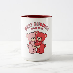 Best Buddies Since 1990 Red Teddy Bears Two-Tone Coffee Mug