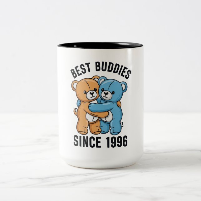 Best Buddies Since 1996 Hugging Teddy Bears  Two-Tone Coffee Mug (Center)