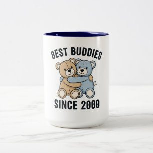 Best Buddies Since 2000 Hugging Teddy Bears Two-Tone Coffee Mug