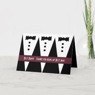 BEST BUDDY Best Man Thank You - Three Tuxedos Card
