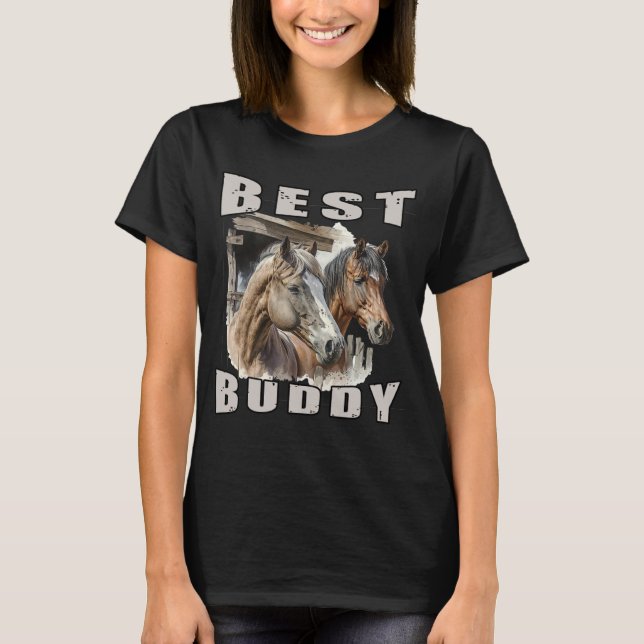 Best Buddy Pferdeliebhaber Geschenkidee Pferde T-Shirt (Front)