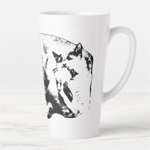Best Buds—Dog & Cat, Bold B&W Latte Mug