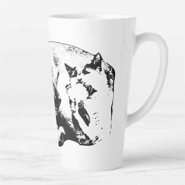 Best Buds—Dog & Cat, Bold B&W Latte Mug (Right)