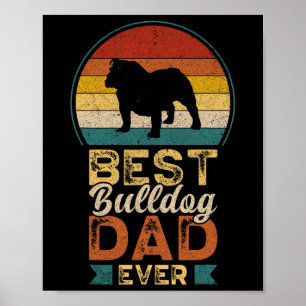 Best Bulldog Dad Ever Retro Sunset Vintage Poster