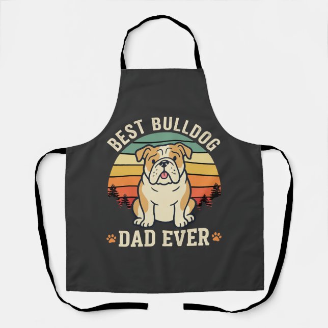 Best Bulldog Dad Ever Retro Vector Apron (Front)