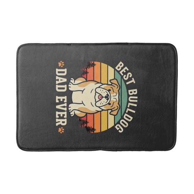 Best Bulldog Dad Ever Retro Vector Bath Mat (Front)