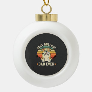 Best Bulldog Dad Ever Retro Vector Ceramic Ball Christmas Ornament