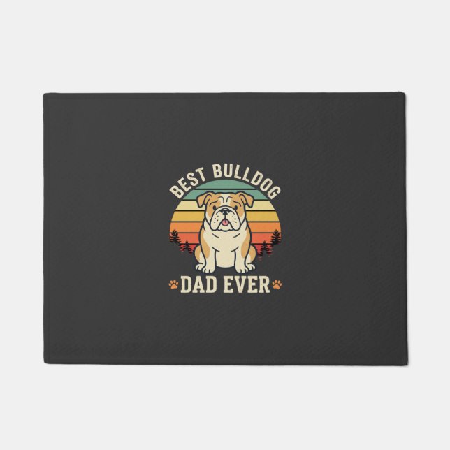 Best Bulldog Dad Ever Retro Vector Doormat (Front)
