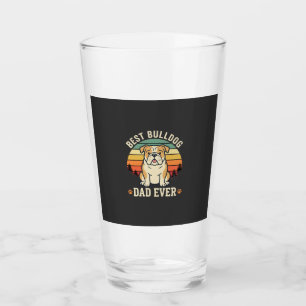 Best Bulldog Dad Ever Retro Vector Glass