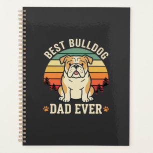 Best Bulldog Dad Ever Retro Vector Planner
