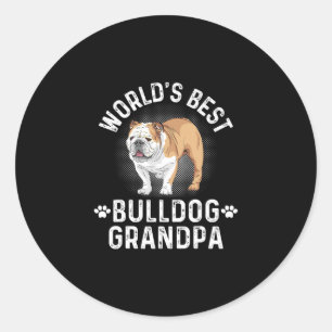 Best Bulldog Grandpa - Dog Grandfather  Classic Round Sticker