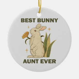 Best Bunny Aunt Ever Cute Kawaii Family Party Ceramic Ornament