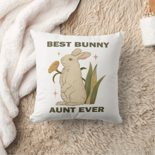 Best Bunny Aunt Ever Cute Kawaii Family Party Cushion