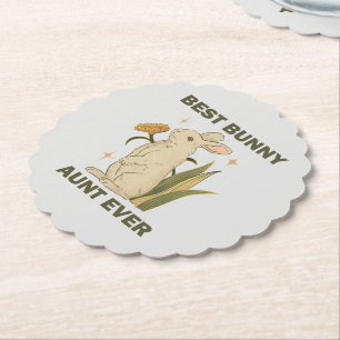 Best Bunny Aunt Ever Cute Kawaii Family Party Paper Coaster