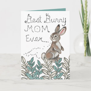 Best Bunny Mum Ever Cute Rabbit Text Birthday Card