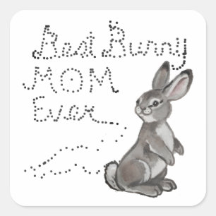 Best Bunny Mum Ever Cute Rabbit Text Mother's Day Square Sticker