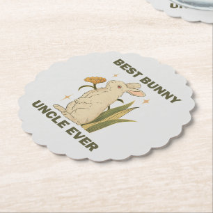 Best Bunny Uncle Ever Family Party Birthday Gifts Paper Coaster