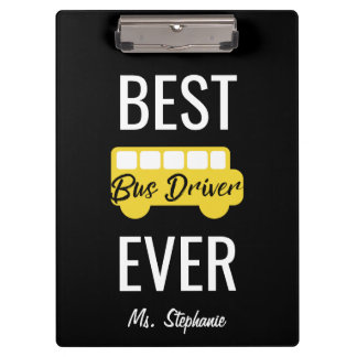 Best Bus Driver Ever Personalised Yellow Black Clipboard