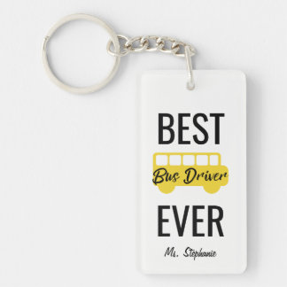 Best Bus Driver Ever Personalised Yellow Black Key Ring