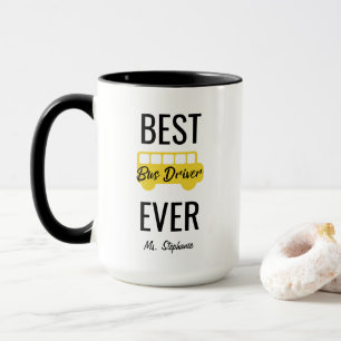 Best Bus Driver Ever Personalised Yellow Black Mug