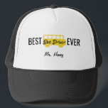 Best Bus Driver Ever Personalised Yellow Black Trucker Hat<br><div class="desc">Personalised Best Bus Driver Ever Yellow and Black School Bus Hat. Black font reads "BEST BUS DRIVER EVER". Add name to personalised. Fun yellow school bus in centre. Contact for custom designs. www.SamAnnDesigns.com</div>