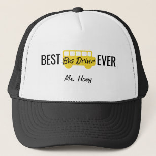 Best Bus Driver Ever Personalised Yellow Black Trucker Hat