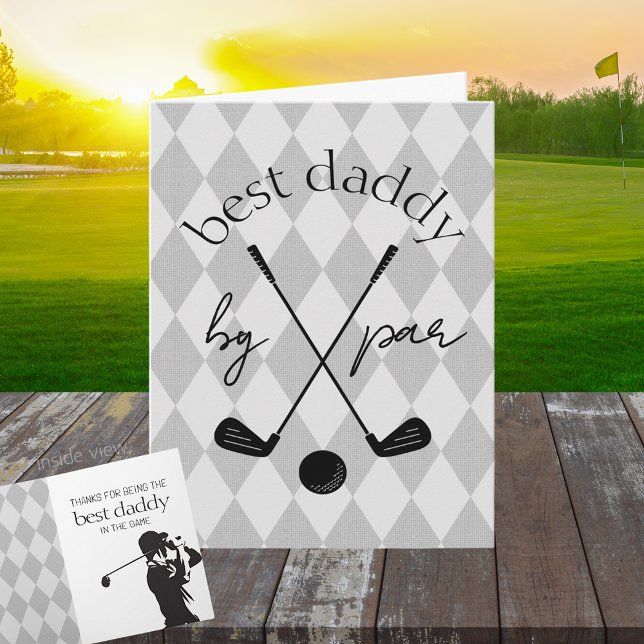 Best By Par Personalised Argyle Golf Folding Gift Card (Golf Best by Par Best in the Game Folding Gift Greeting Card for Him or Her)
