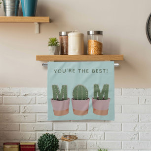 Best Cactus Plant Mum Teal Kitchen Towel