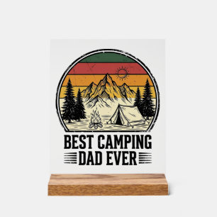 Best Camping Dad Ever Vintage Outdoor Shirt Design Acrylic Sign