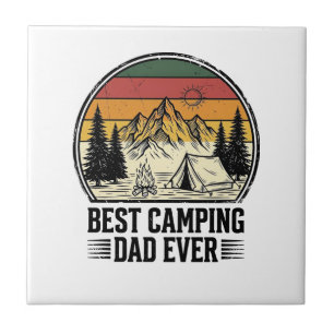 Best Camping Dad Ever Vintage Outdoor Shirt Design Ceramic Tile