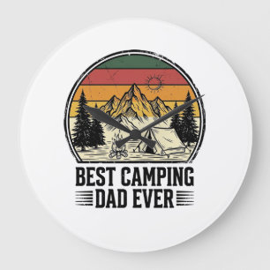 Best Camping Dad Ever Vintage Outdoor Shirt Design Large Clock