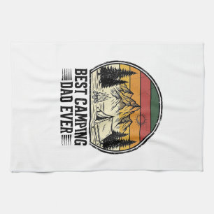 Best Camping Dad Ever Vintage Outdoor Shirt Design Tea Towel