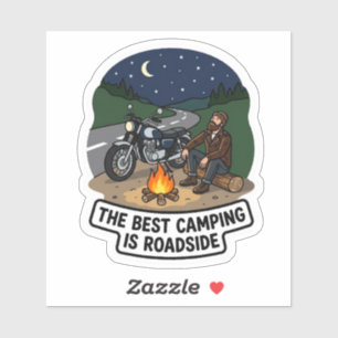 Best Camping Is Roadside Biker Motorcycle Vinyl