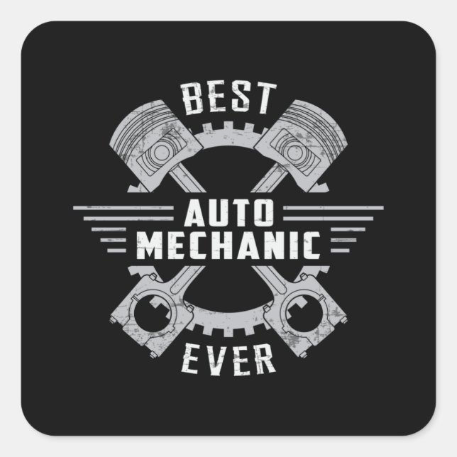 Best Car Mechanic Engine Mechanics Funny Gift Square Sticker (Front)