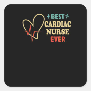 Best Cardiac Nurse Ever Nursing Vintage Heart Square Sticker