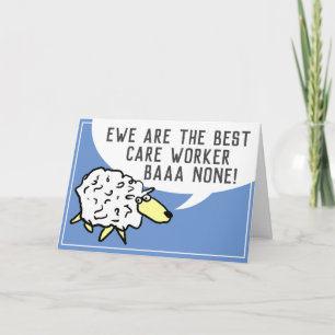 Best Care Worker Bar None - Sheep Pun Card