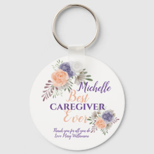 Best Caregiver Appreciation Floral Custom Key Ring