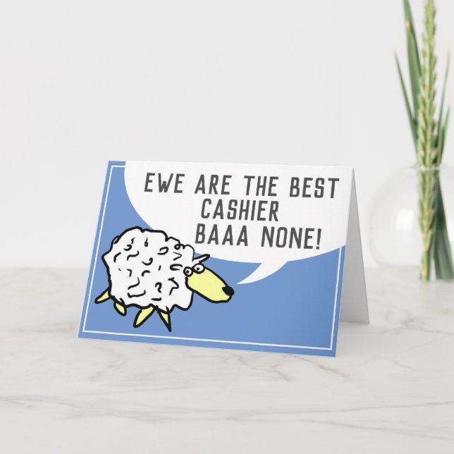 Best Cashier Bar None - Sheep Pun Card (Front)