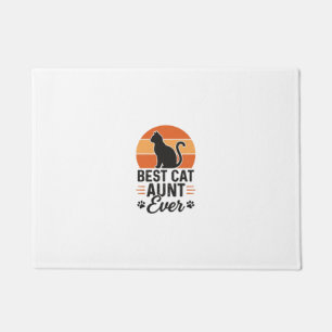 Best Cat Aunt Ever Vintage Sunset Cat Shirt Design Doormat