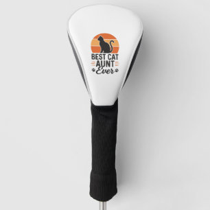 Best Cat Aunt Ever Vintage Sunset Cat Shirt Design Golf Head Cover