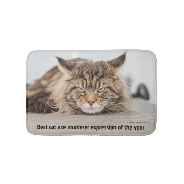 Best cat axe murderer expression bath mat (Front)
