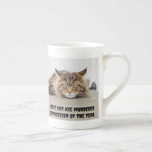Best cat axe murderer expression bone china mug