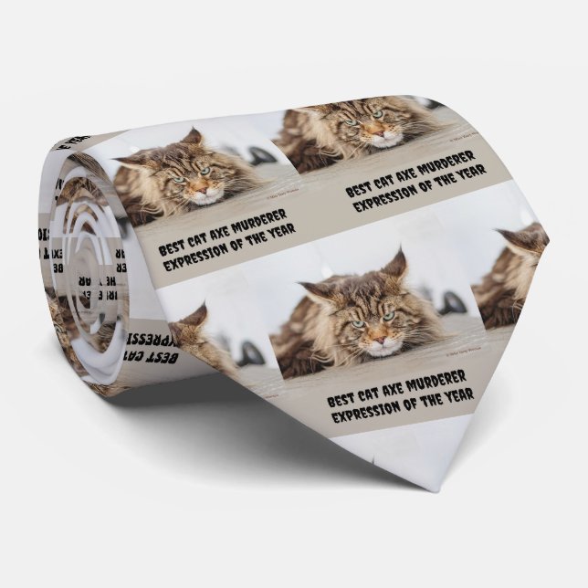 Best cat axe murderer expression tie (Rolled)