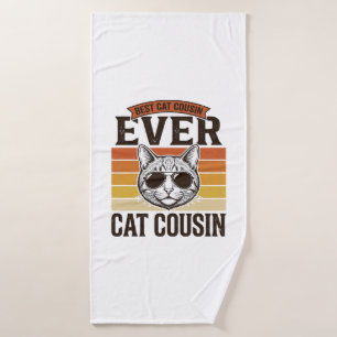 Best Cat Cousin Ever Vintage Cat Shirt Design_1 Bath Towel