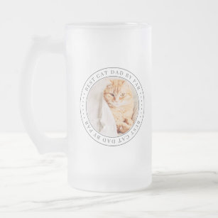 Best Cat Dad By Par Classic Simple Photo Frosted Glass Beer Mug
