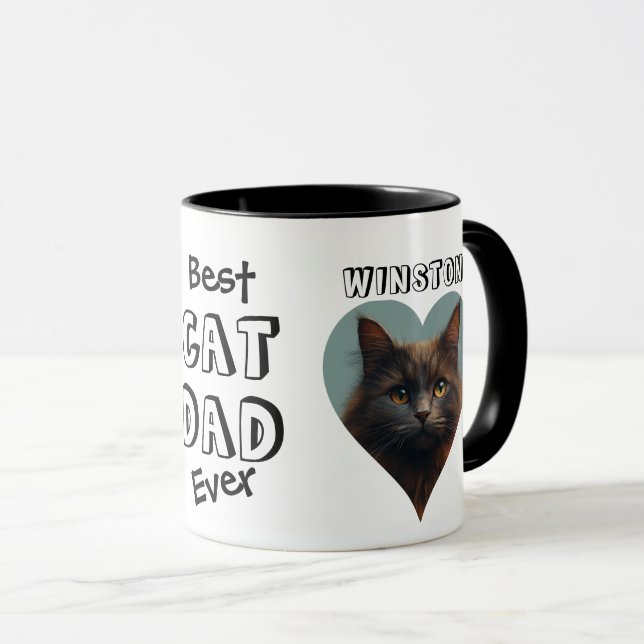 Best Cat Dad Custom Pet Photo And Name Mug (Front Right)