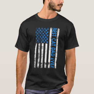 Best Cat Dad Ever American Flag Daddy Father's Day T-Shirt