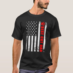 Best Cat Dad Ever American Flag Fun Cats  Fathers  T-Shirt
